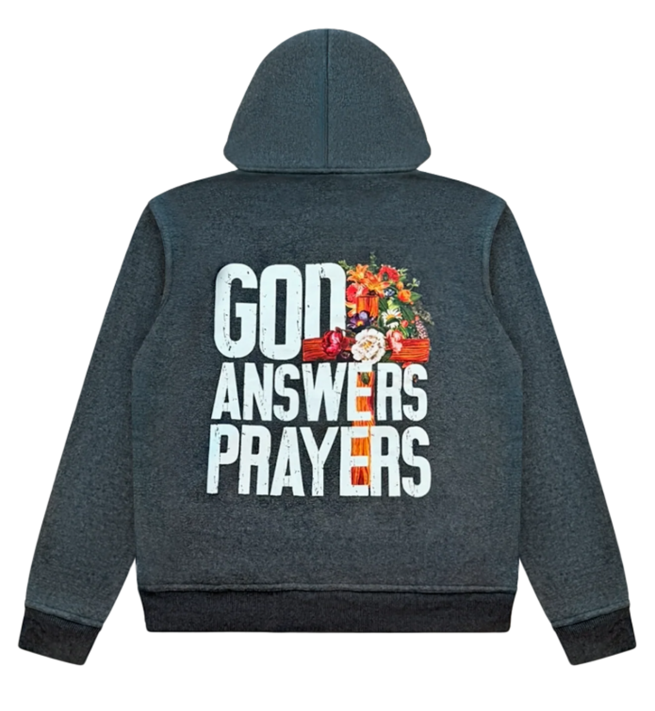 Black Acid Washed God Answers Prayers Hoodie