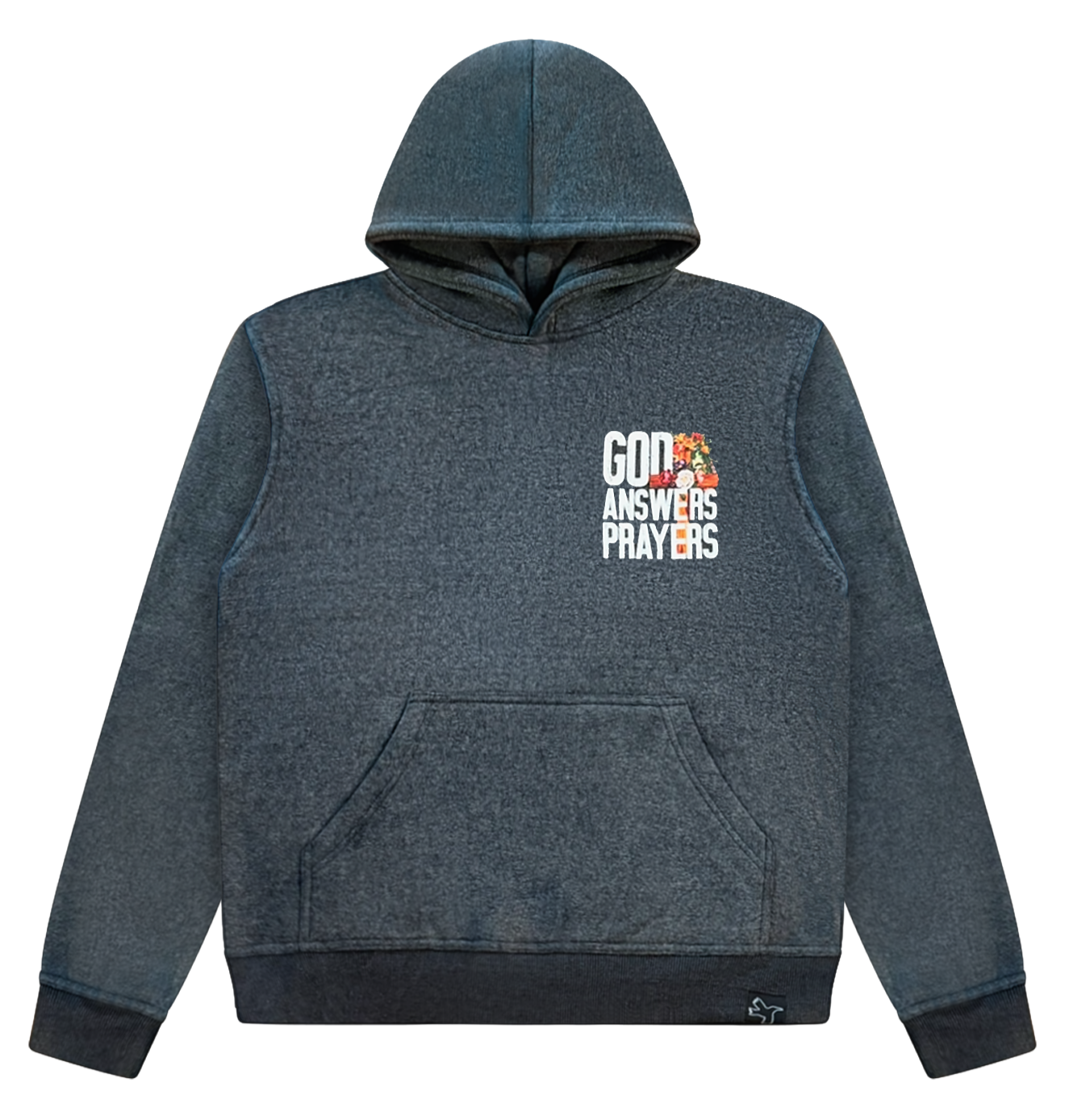 Black Acid Washed God Answers Prayers Hoodie