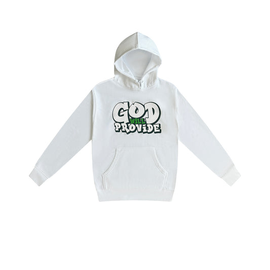 White God Will Provide Hoodie Green Letters