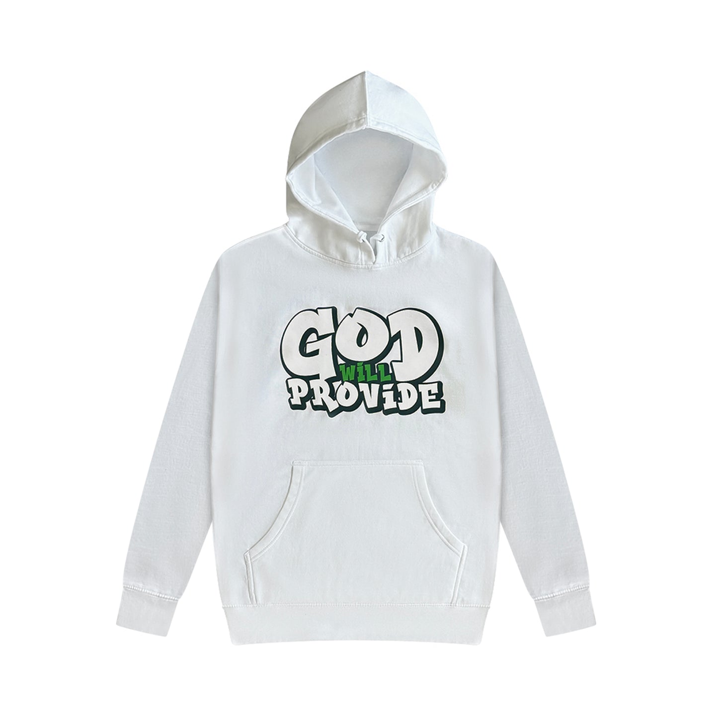 White God Will Provide Hoodie Green Letters