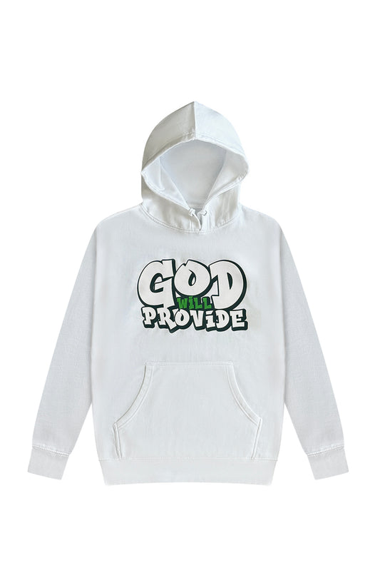 White God Will Provide Hoodie Green Letters