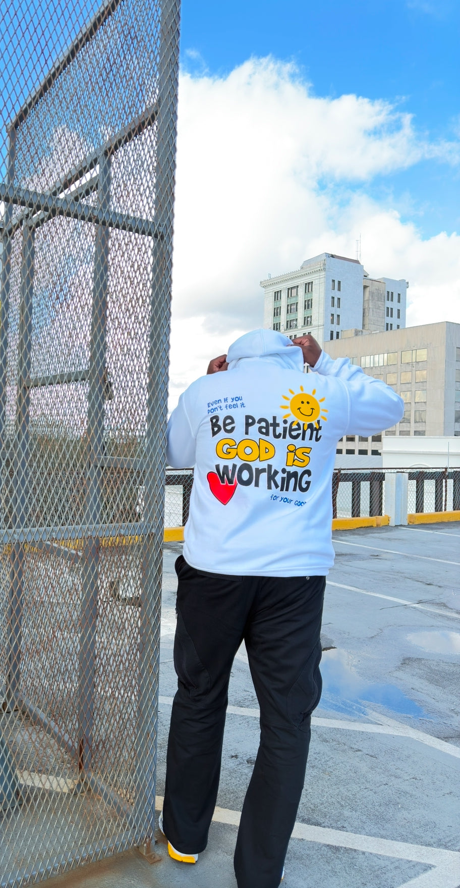 Be Patient God is Working Hoodie- White